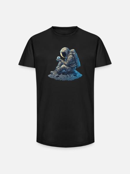 An astronaut observes the Earth - Long Fit Men's T-Shirt - black