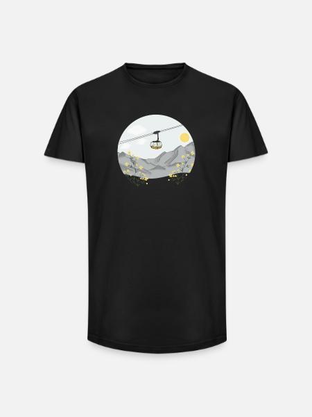 Montée en gondole - téléphérique - T-shirt coupe longue homme - noir