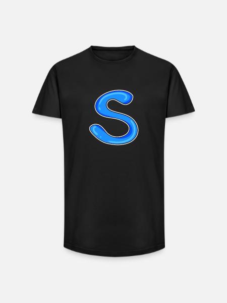Letter S Initial Letter - Long Fit Men's T-Shirt - black