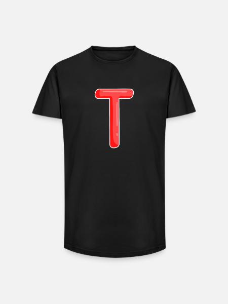 Letter T Initial Letter - Long Fit Men's T-Shirt - black