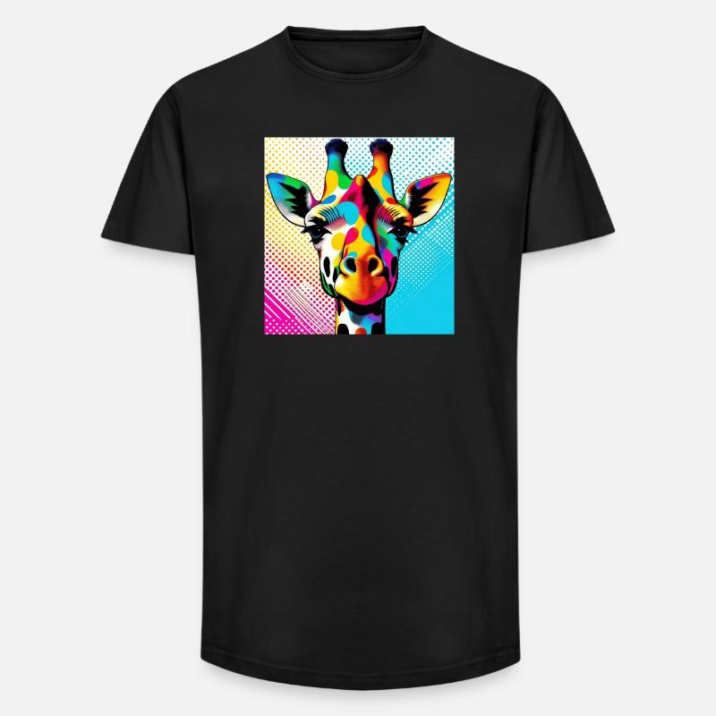 Giraffe Pop Art - Long Fit Männer T-Shirt - Schwarz
