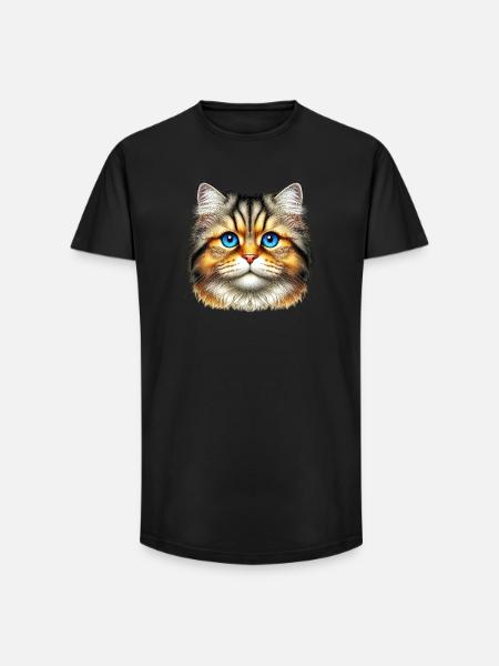 Cat - Long Fit Men's T-Shirt - black