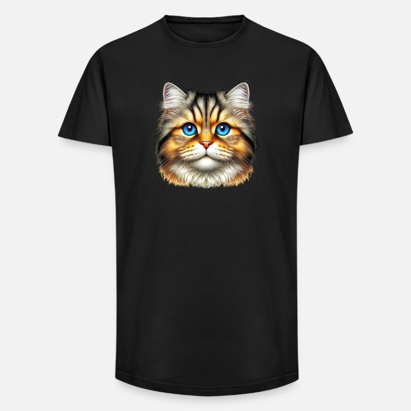 Katze - Long Fit Männer T-Shirt - Schwarz