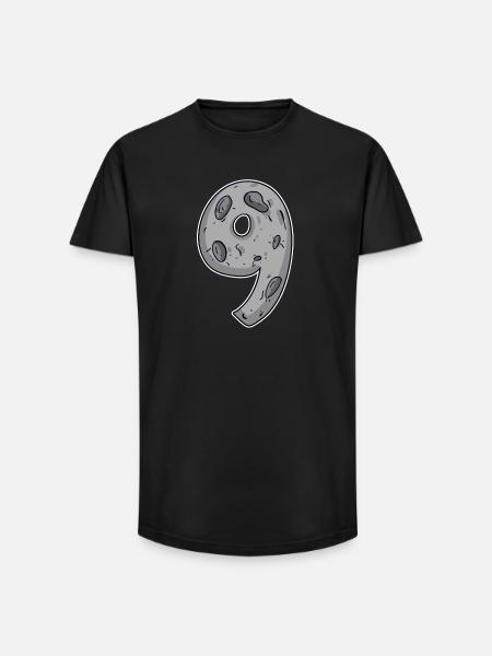 Nine - 9 Moon Motif - Long Fit Men's T-Shirt - black