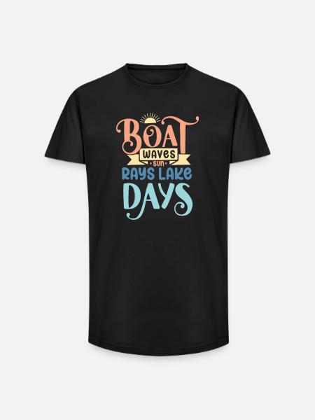 Boat Waves Sun Rays Lake Days - Long Fit Men's T-Shirt - black