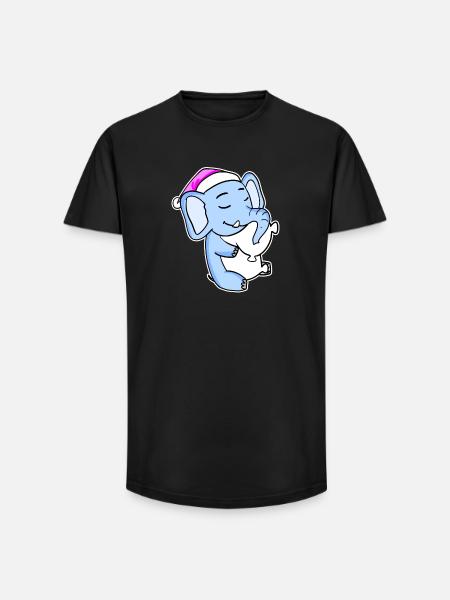 Elephant Tired Sleeping Sleeping Girl - Long Fit Men's T-Shirt - black