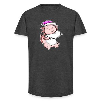 Axolotl Fatigué Dormir Dans Fille Endormie - T-shirt coupe longue homme - charbon - Devant - AI Model Male 185 light (185cm)