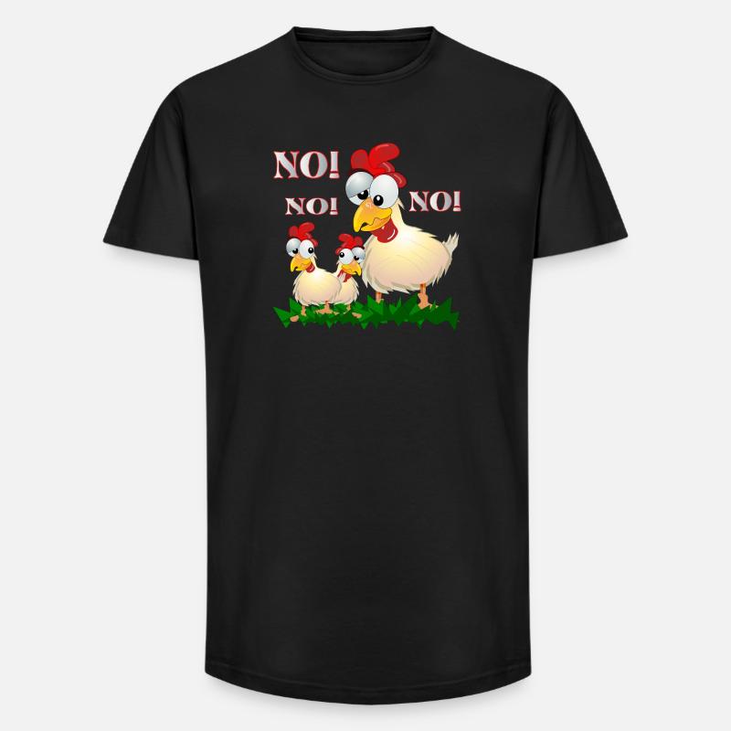LUSTIGER HÜHNER-COMIC - NEIN - Long Fit Männer T-Shirt - Schwarz
