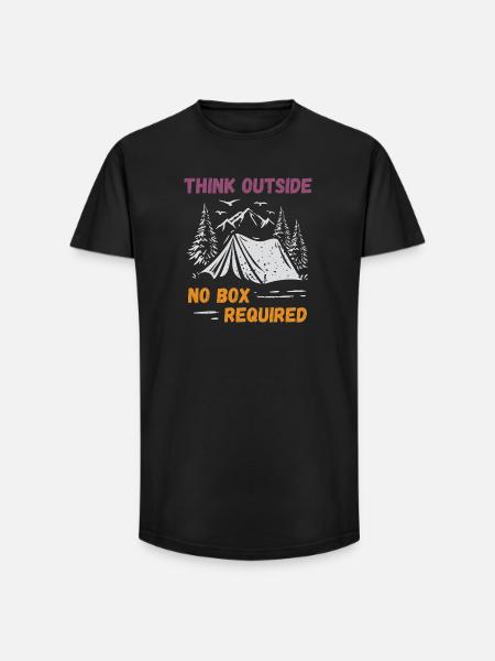Camping, Hiking, Forest - Think Outside - Long Fit Men's T-Shirt - black