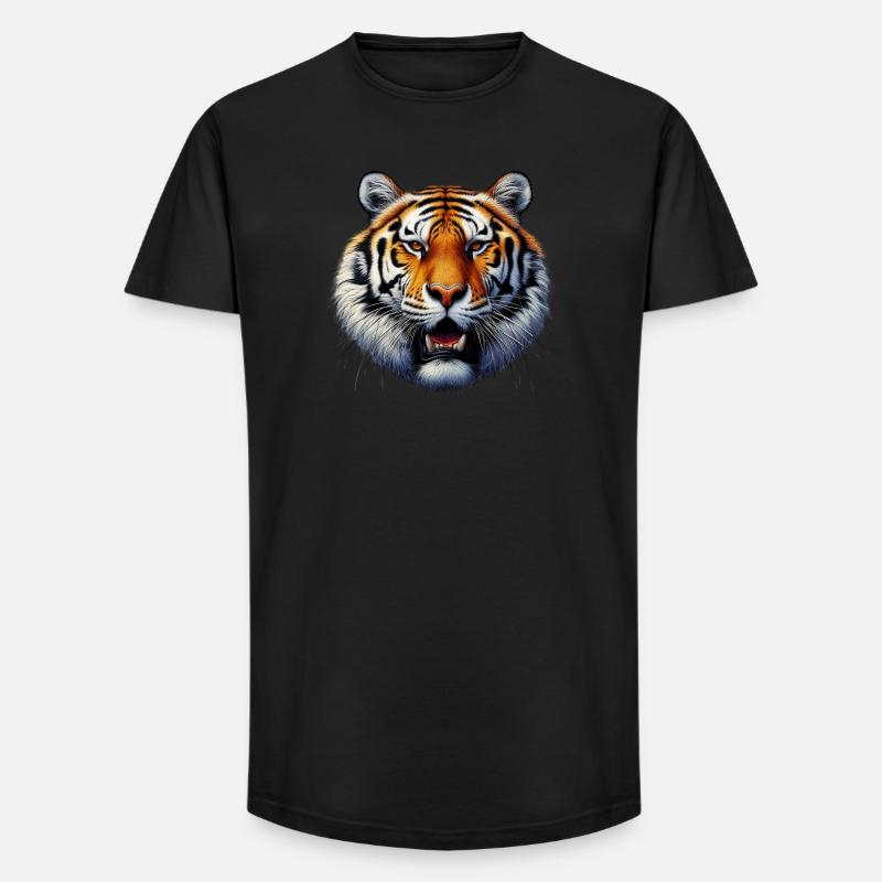 Tiger - Long Fit Männer T-Shirt - Schwarz