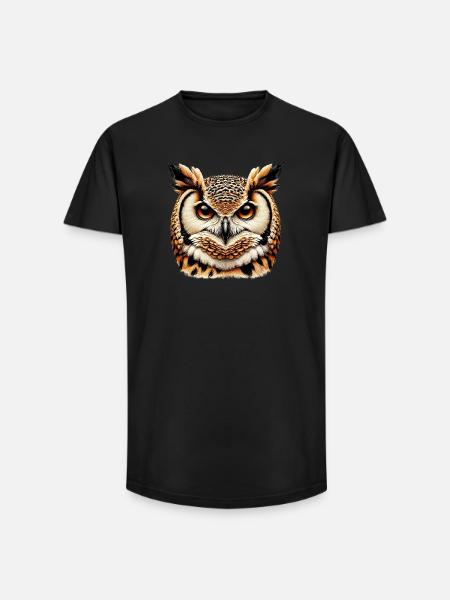 Owl - Long Fit Men's T-Shirt - black