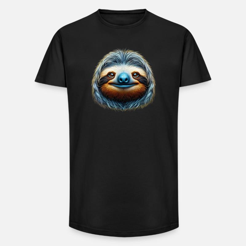 Faultier - Long Fit Männer T-Shirt - Schwarz