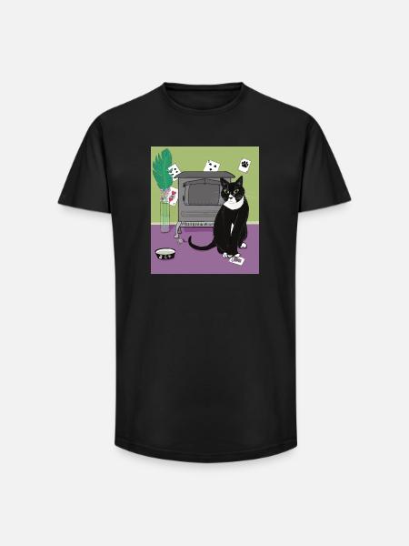 Cat Queen of Hearts. - Long Fit Men's T-Shirt - black