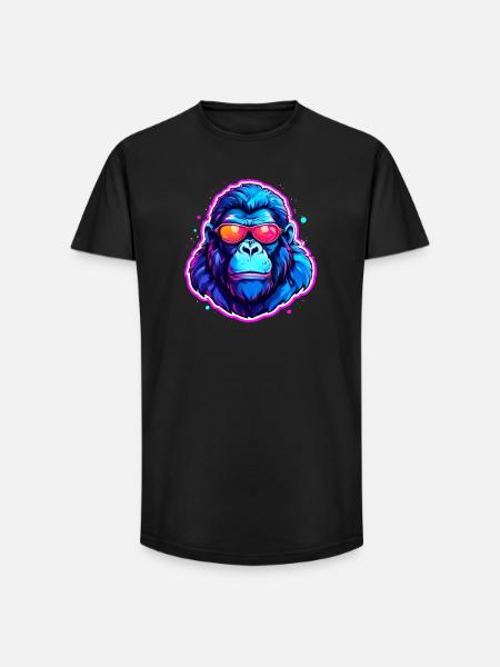 A cool gorilla with sunglasses - Long Fit Men's T-Shirt - black
