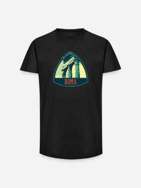 Illustration antiker Ruinen in Rom - Long Fit Männer T-Shirt - Schwarz