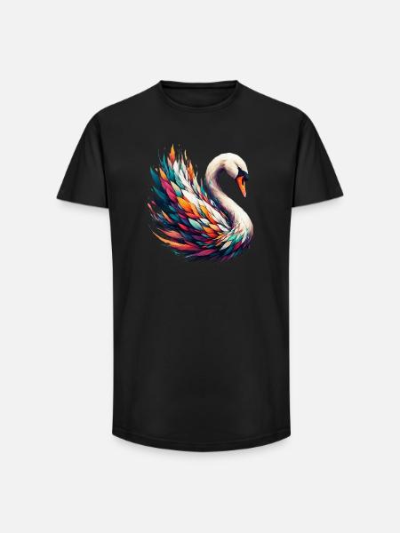Swan - Long Fit Men's T-Shirt - black