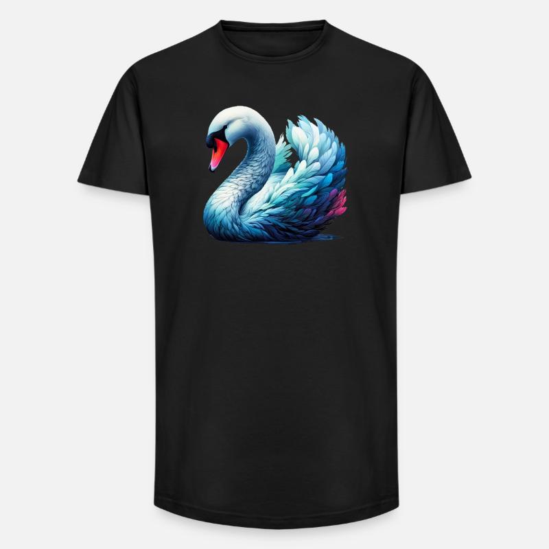 Schwan - Long Fit Männer T-Shirt - Schwarz