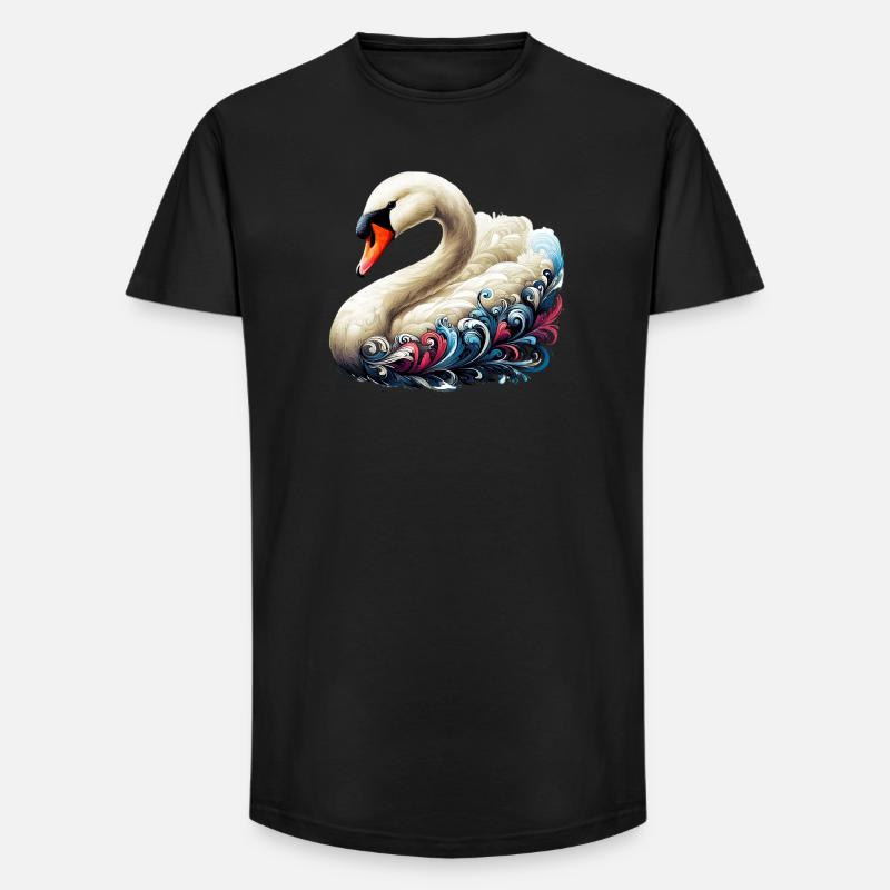 Schwan - Long Fit Männer T-Shirt - Schwarz