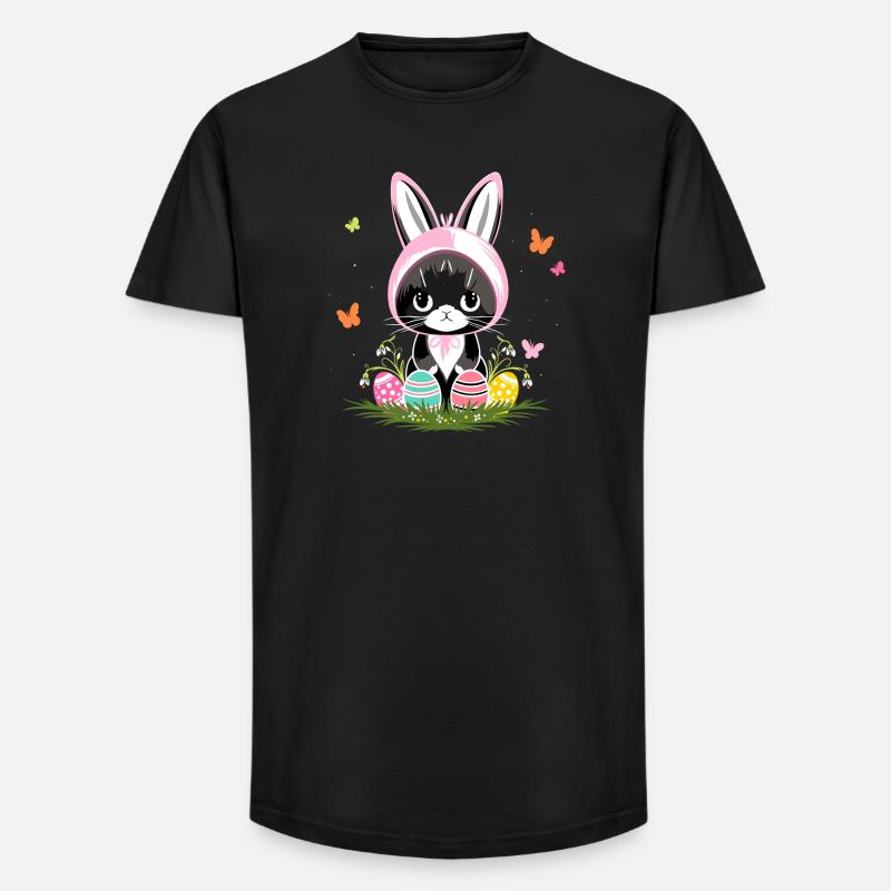 Easter Cat Easter Eggs Bunny Costume - Long Fit Men's T-Shirt - black