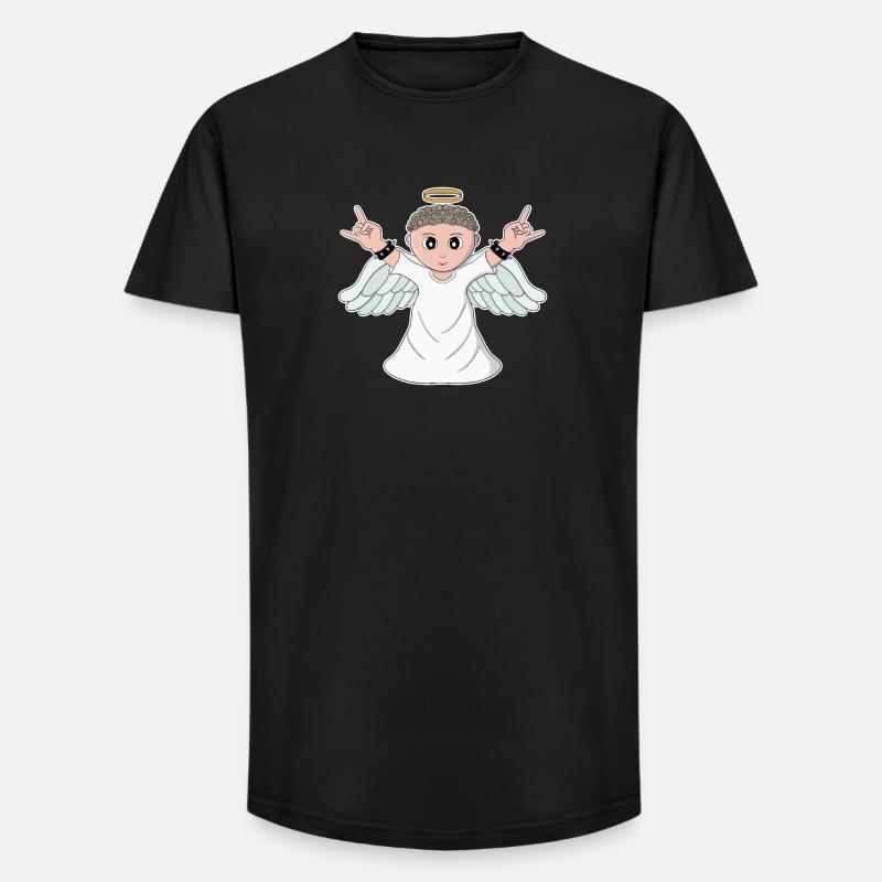 Harte Musik liebender Engel - Long Fit Männer T-Shirt - Schwarz