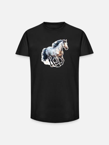 Cheval sauvage - T-shirt coupe longue homme - noir