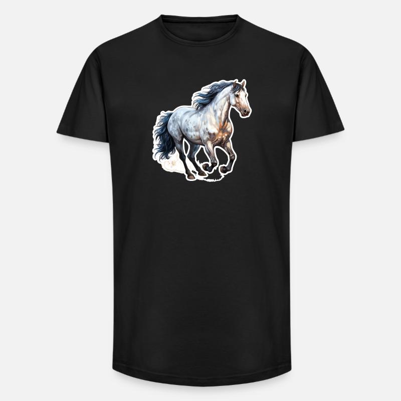 Wildpferd - Long Fit Männer T-Shirt - Schwarz