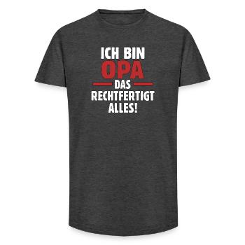 I'm grandpa – that justifies everything! - Long Fit Men's T-Shirt - charcoal grey - Front - AI Model Male 185 light (185cm)