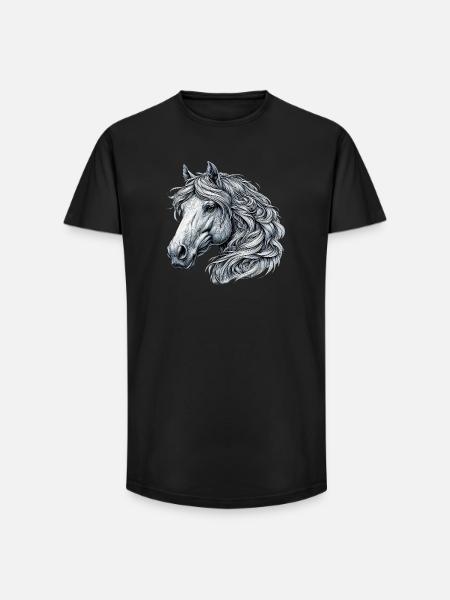 Cheval - T-shirt coupe longue homme - noir