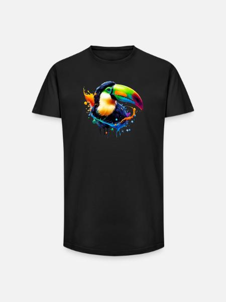 Tukan - Long Fit Männer T-Shirt - Schwarz