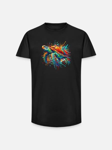 Tortue - T-shirt coupe longue homme - noir