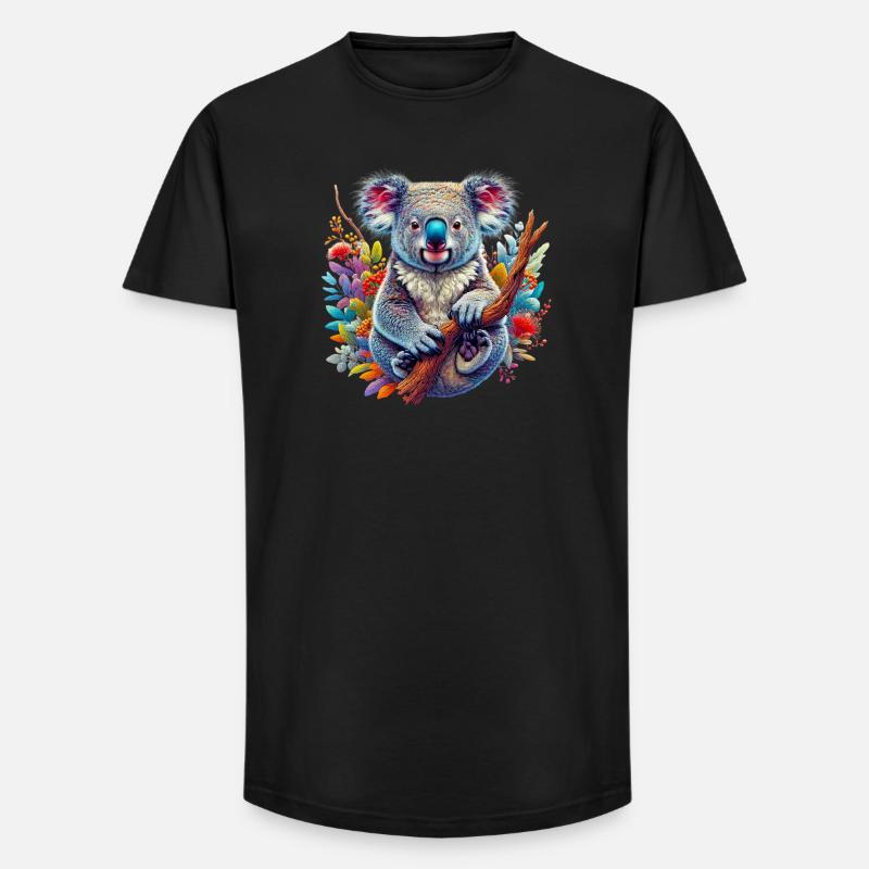 Koala - Long Fit Männer T-Shirt - Schwarz