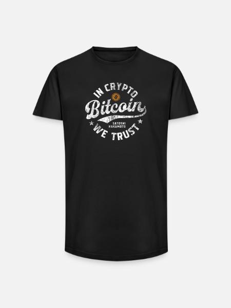 Bitcoin - In Crypto we trust - Long Fit Männer T-Shirt - Schwarz