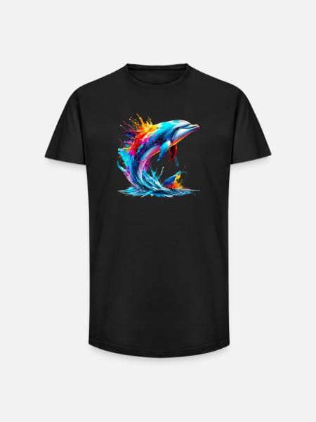 Dauphin - T-shirt coupe longue homme - noir