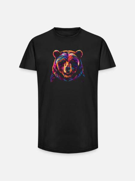 Bunte Bär Illustration - Long Fit Männer T-Shirt - Schwarz