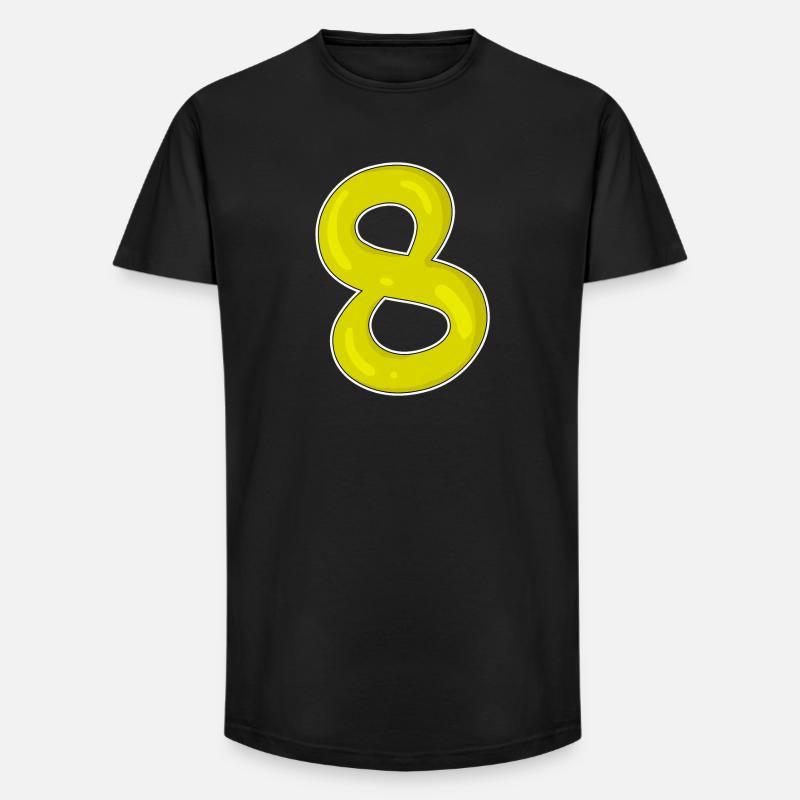 8 - Long Fit Männer T-Shirt - Schwarz