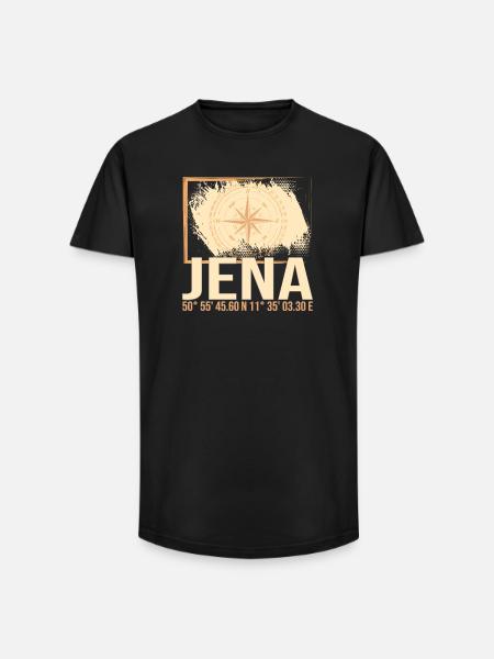 Jena Koordinaten - Long Fit Männer T-Shirt - Schwarz