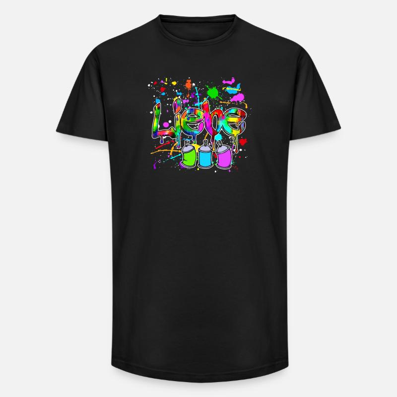 Spraydose Strassenkunst Wildstyle Graffite Sprayer - Long Fit Männer T-Shirt - Schwarz