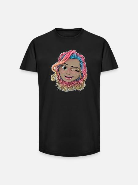 Vibrant Winking Illustration - Long Fit Men's T-Shirt - black