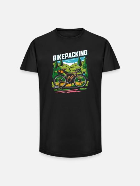 Scène d’aventure à vélo - T-shirt coupe longue homme - noir