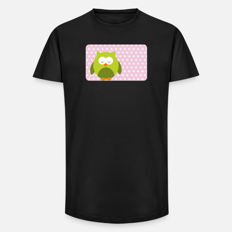 Lustige Eule mit Sternchen rosa | personalisierbar - Long Fit Männer T-Shirt - Schwarz