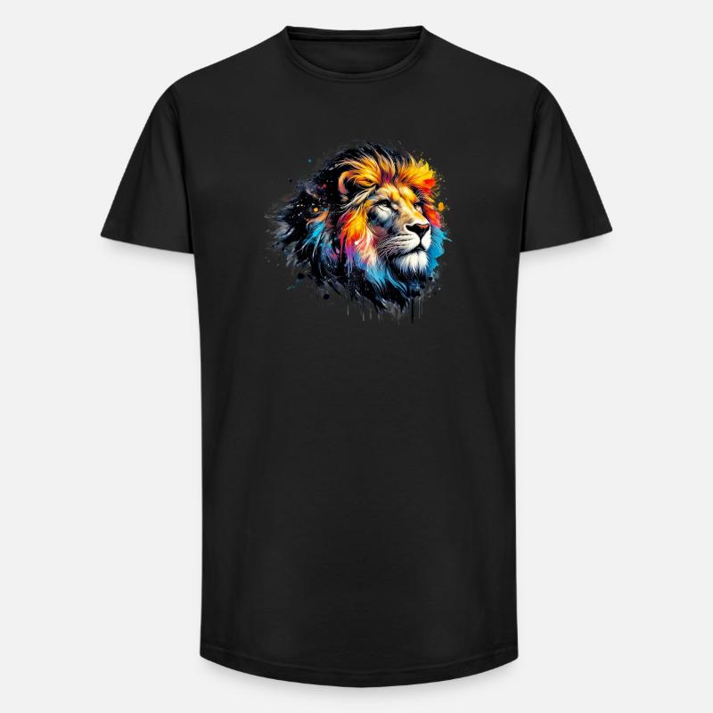 Löwe - Long Fit Männer T-Shirt - Schwarz