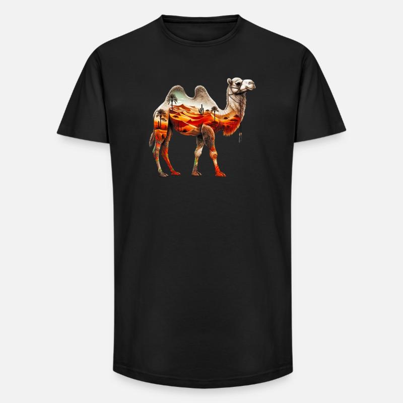 Kamel - Long Fit Männer T-Shirt - Schwarz
