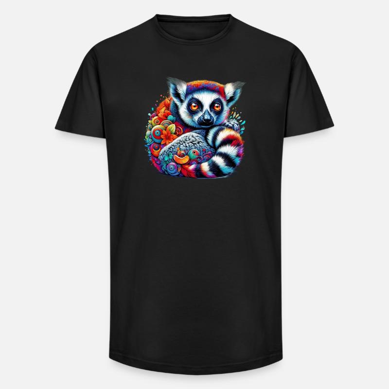 Lemur - Long Fit Männer T-Shirt - Schwarz