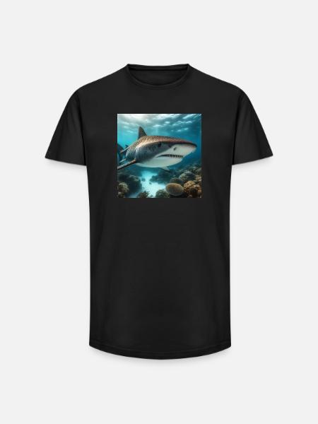 Tiger shark - Long Fit Men's T-Shirt - black