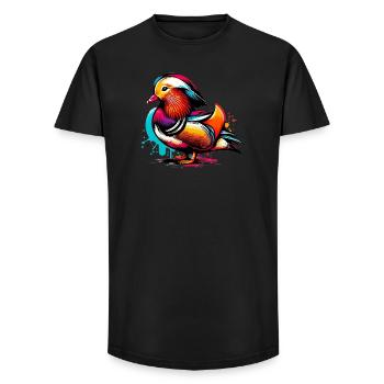 Canard mandarin - T-shirt coupe longue homme - noir - Devant - AI Model Male 185 light (185cm)