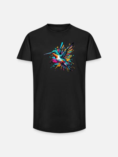 Hummingbird - Long Fit Men's T-Shirt - black