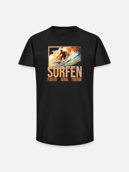 Floater - Aerial - Tuberide - Surfen - Long Fit Männer T-Shirt - Schwarz