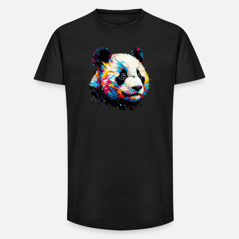 Panda - Long Fit Men's T-Shirt - black