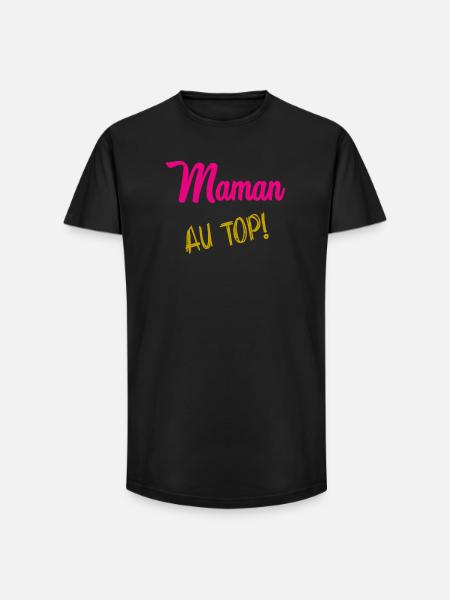 MAMA - Long Fit Männer T-Shirt - Schwarz