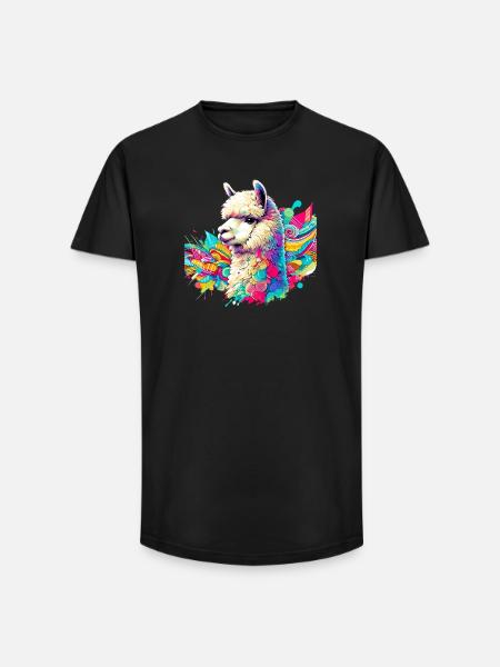 Alpaka - Long Fit Männer T-Shirt - Schwarz